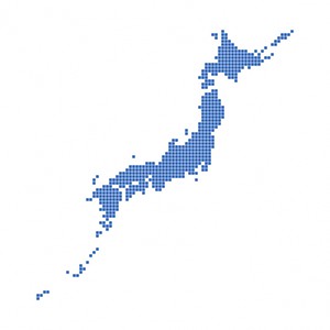 Japan Map - Blue Square Dot